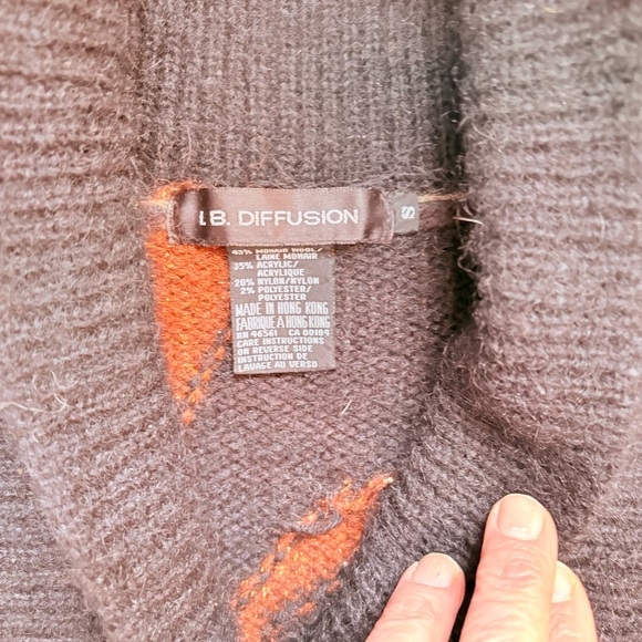 Vintage Multicolor Geometric Double Breasted Cardigan Autumn Colours - Small - Picture 4 of 8